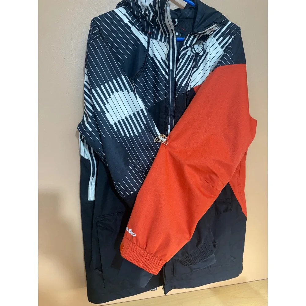 Nike 6.0 Piano Piano by Akroe Hooded Snowboard Jacket Black Orange White Mens XL
